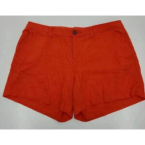 Old Navy Orange Linen Shorts Women's Size 8 Flat Front Pockets
